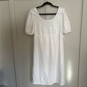 NWT Puff Short Sleeve Linen Midi Maternity Dress. Isabel by Ingrid.